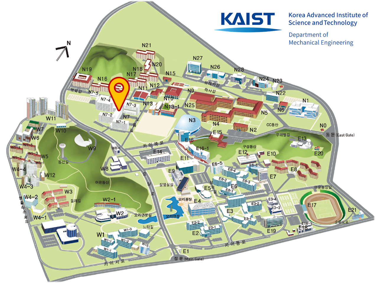 Map of the KAIST campus showing the lab location